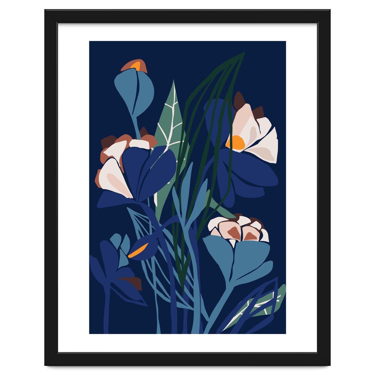 Florals At Night – Modern Illustration