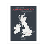 UK & Ireland Map of Alien First Contacts in Movies (Print Only) thumbnail