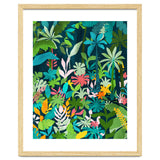 The Midnight Jungle, Botanical Nature Plants Tropical Forest, Watercolor Painting Floral Palm thumbnail