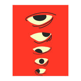 Abstract Eyes on Red Background (Print Only) thumbnail