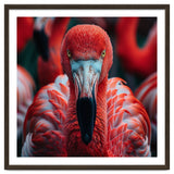 Close Up Flamingo Head With Bright Red Feathers thumbnail