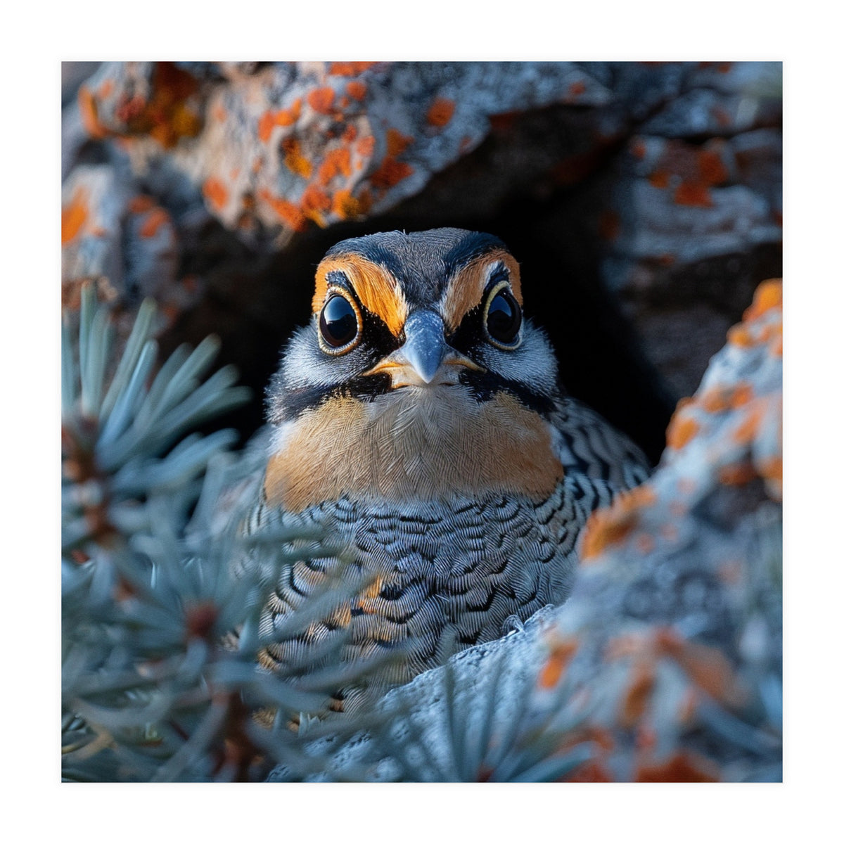 Close Up Falcon Eye Detail In Nest (Print Only)