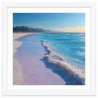 Sparkling Pastel Shoreline with Glittering Turquoise Waves