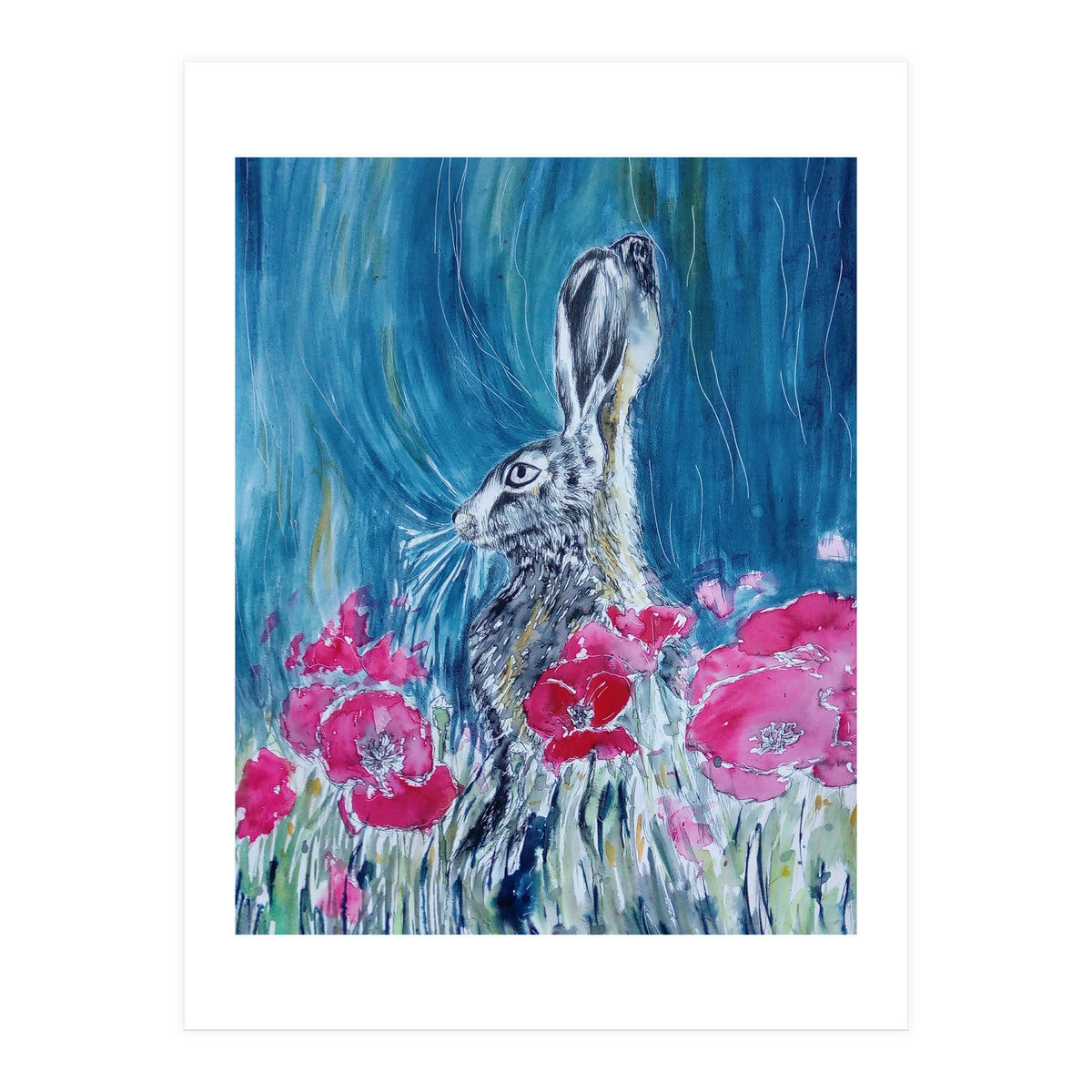 Hare And Poppies (Print Only)
