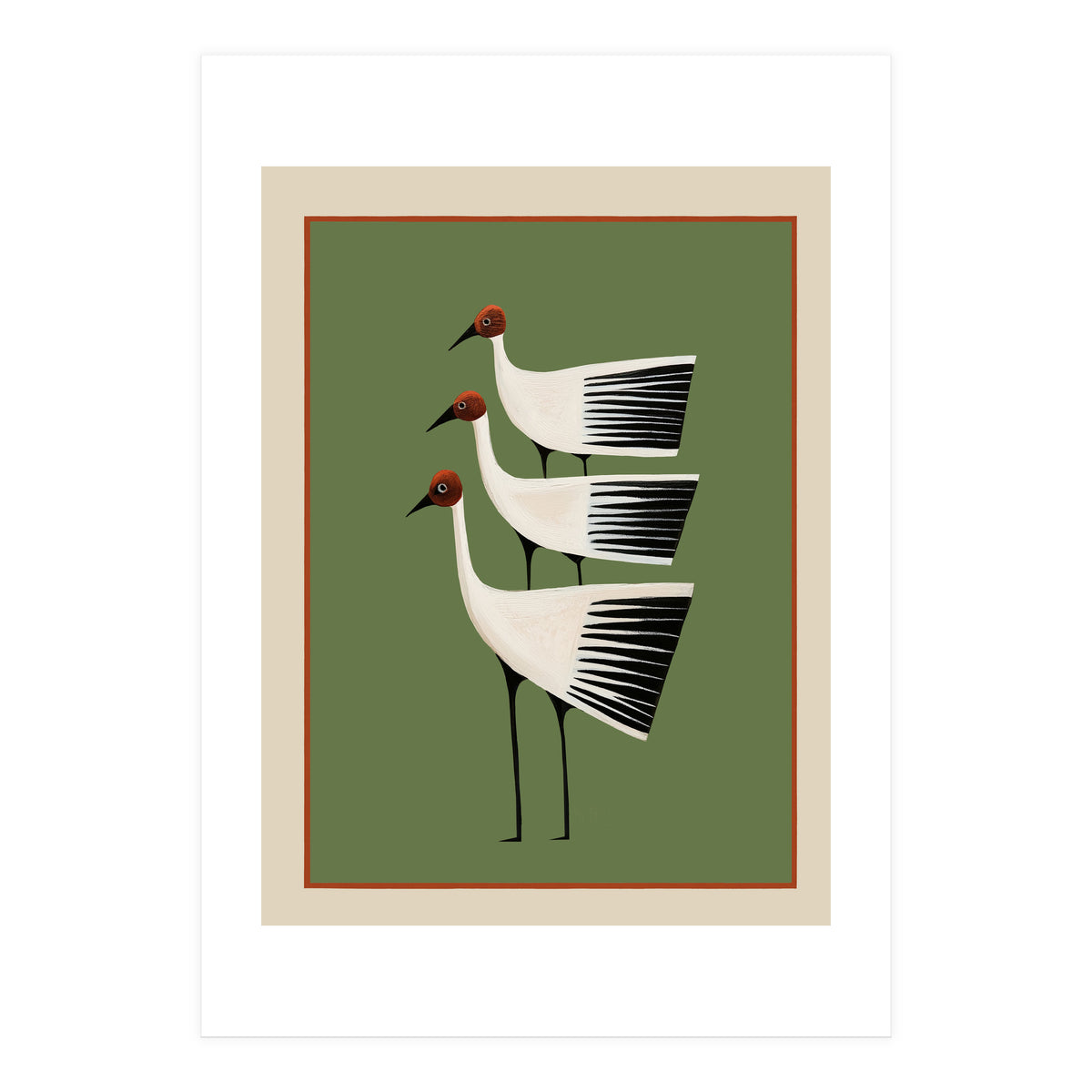 Striped Bird Trio I (Print Only)