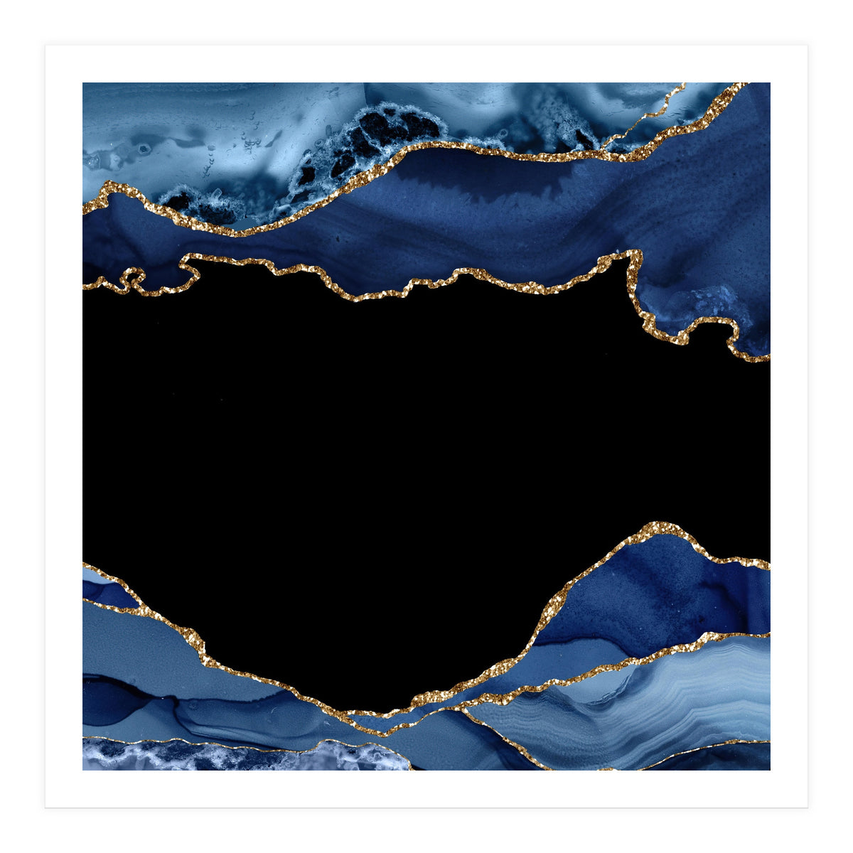 Navy & Gold Agate Texture 18  (Print Only)