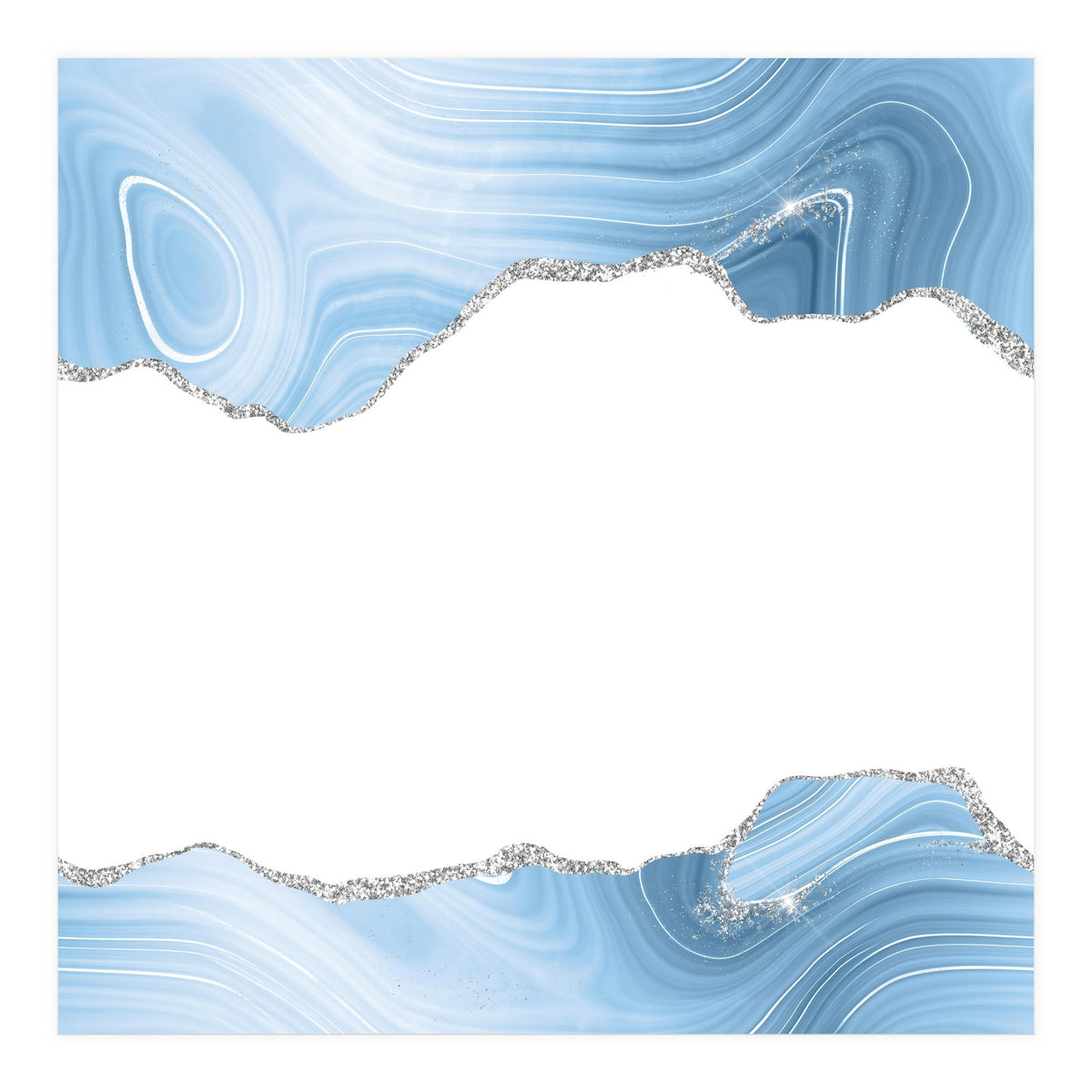 Blue & Silver Agate Glitter Texture 08 (Print Only)