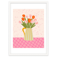 Tulips in a vase - pink and orange