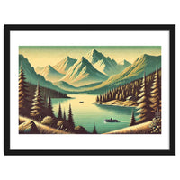 Vintage Alpine Lake Poster