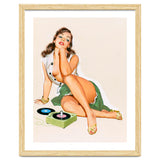 Sexy Pinup Woman Posing With Record Player thumbnail