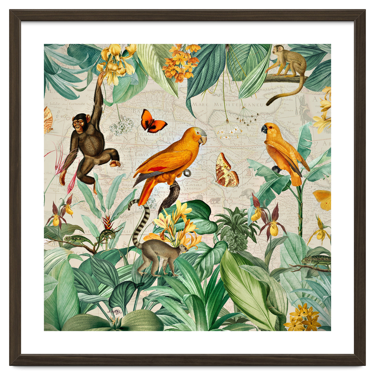Vintage African Tropical Jungle Fun Animals