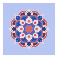 Mandala flower - blue and coral (Print Only)