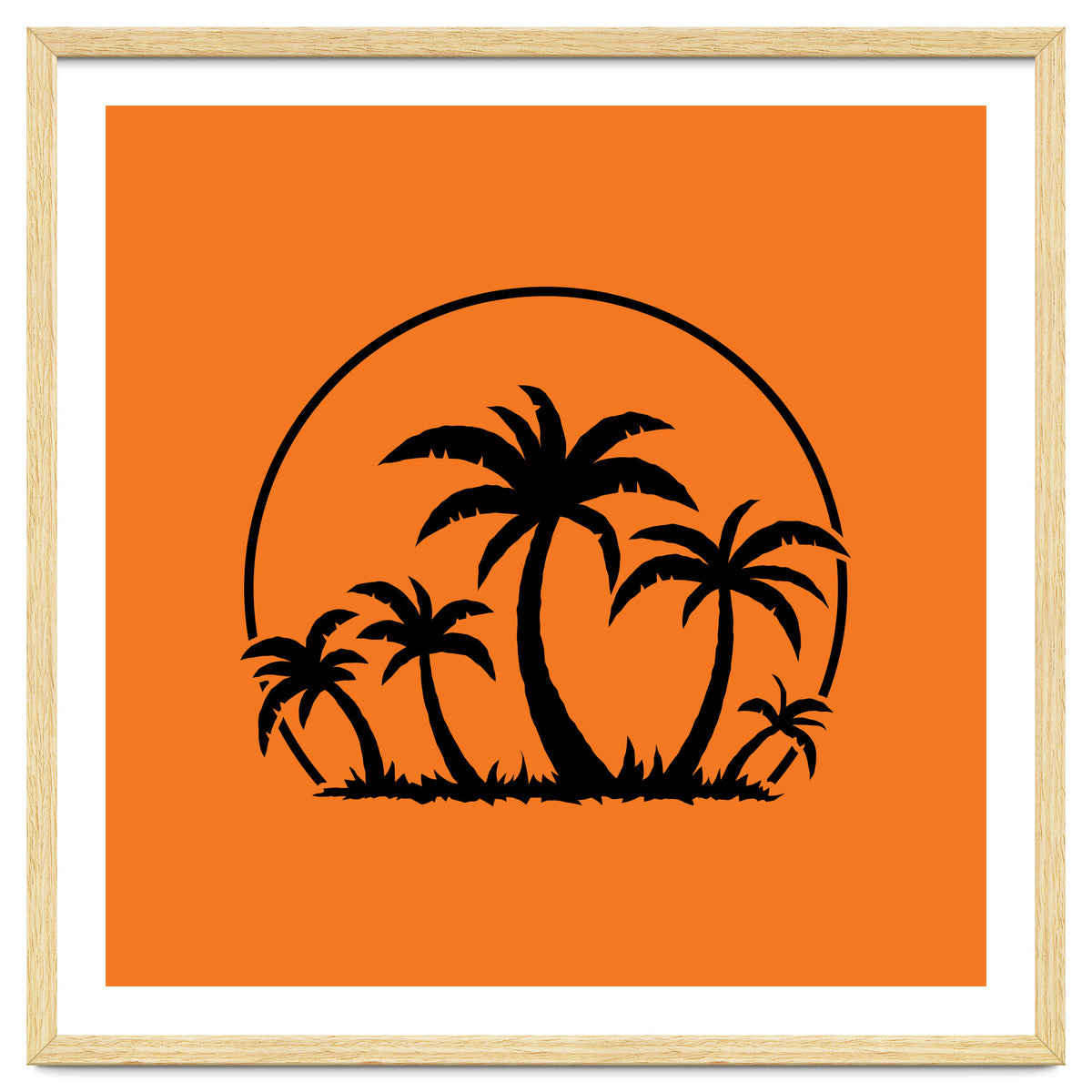 Palm Trees And Sunset in Black