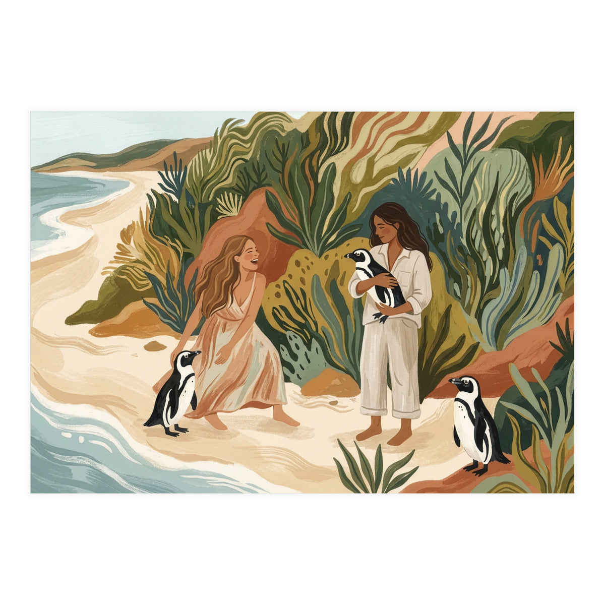 Penguin Friends By The Sea (Print Only)