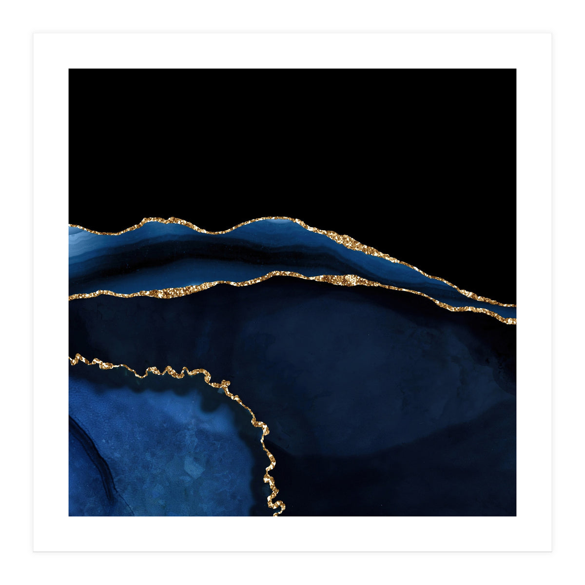 Navy & Gold Agate Texture 05  (Print Only)