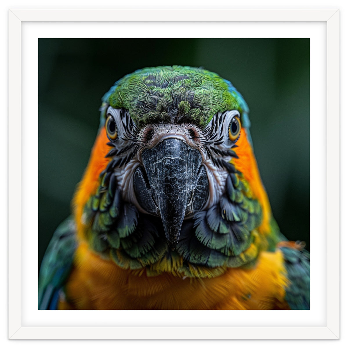 Blue And Gold Macaw Face Focused Portrait