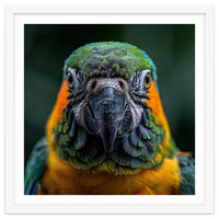 Blue And Gold Macaw Face Focused Portrait