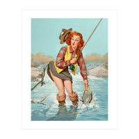 Sexy Pinup Girl On Fishing Accident (Print Only)