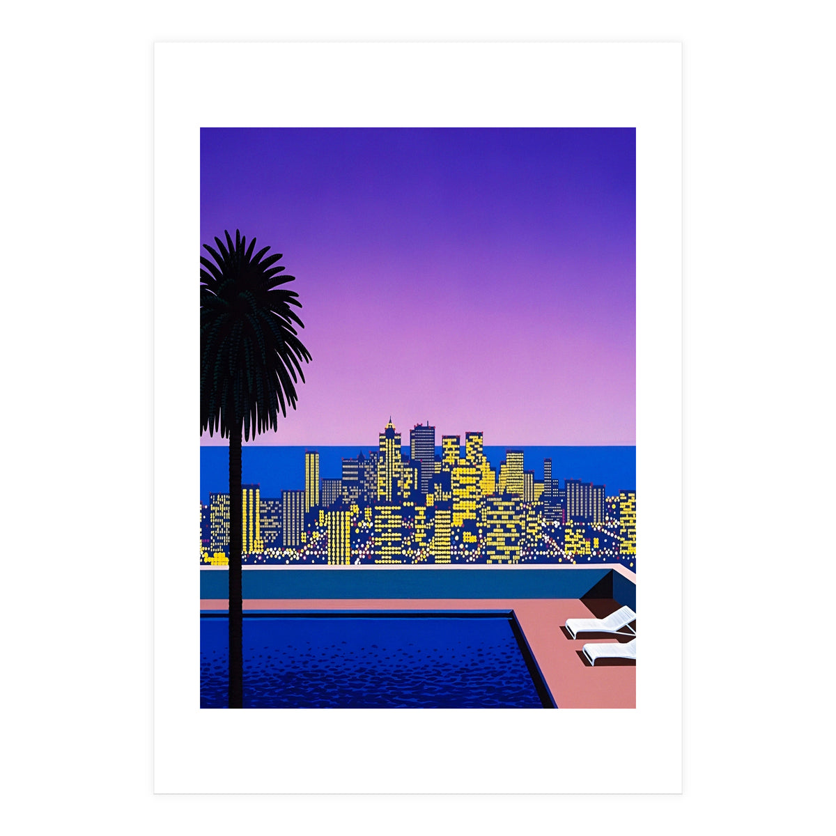 Hiroshi Nagai - City Pop At Night, Swimming Pool (Print Only)