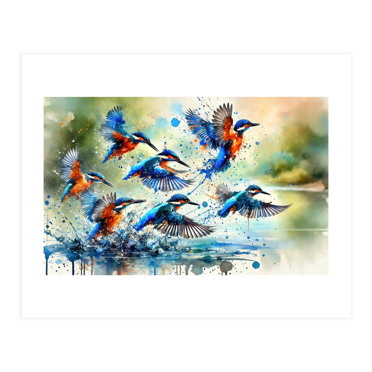 Kingfishers In Flight (Print Only)
