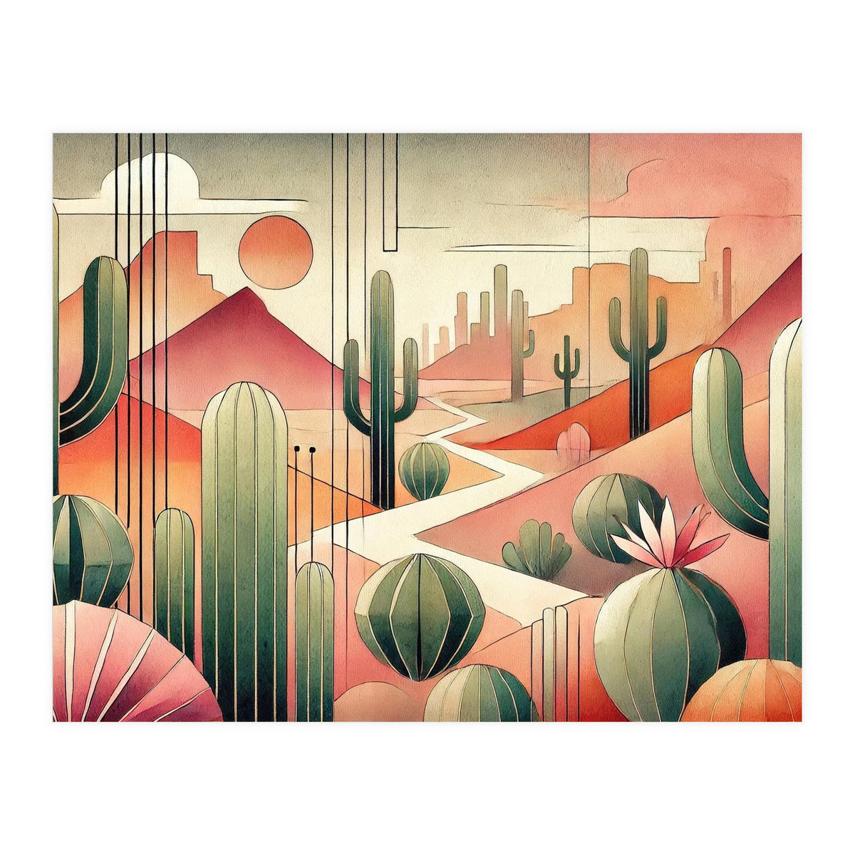 Art Deco Desert Cacti (Print Only)
