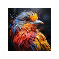 Vibrant Bird With Colorful Splatter Paint  (Print Only)