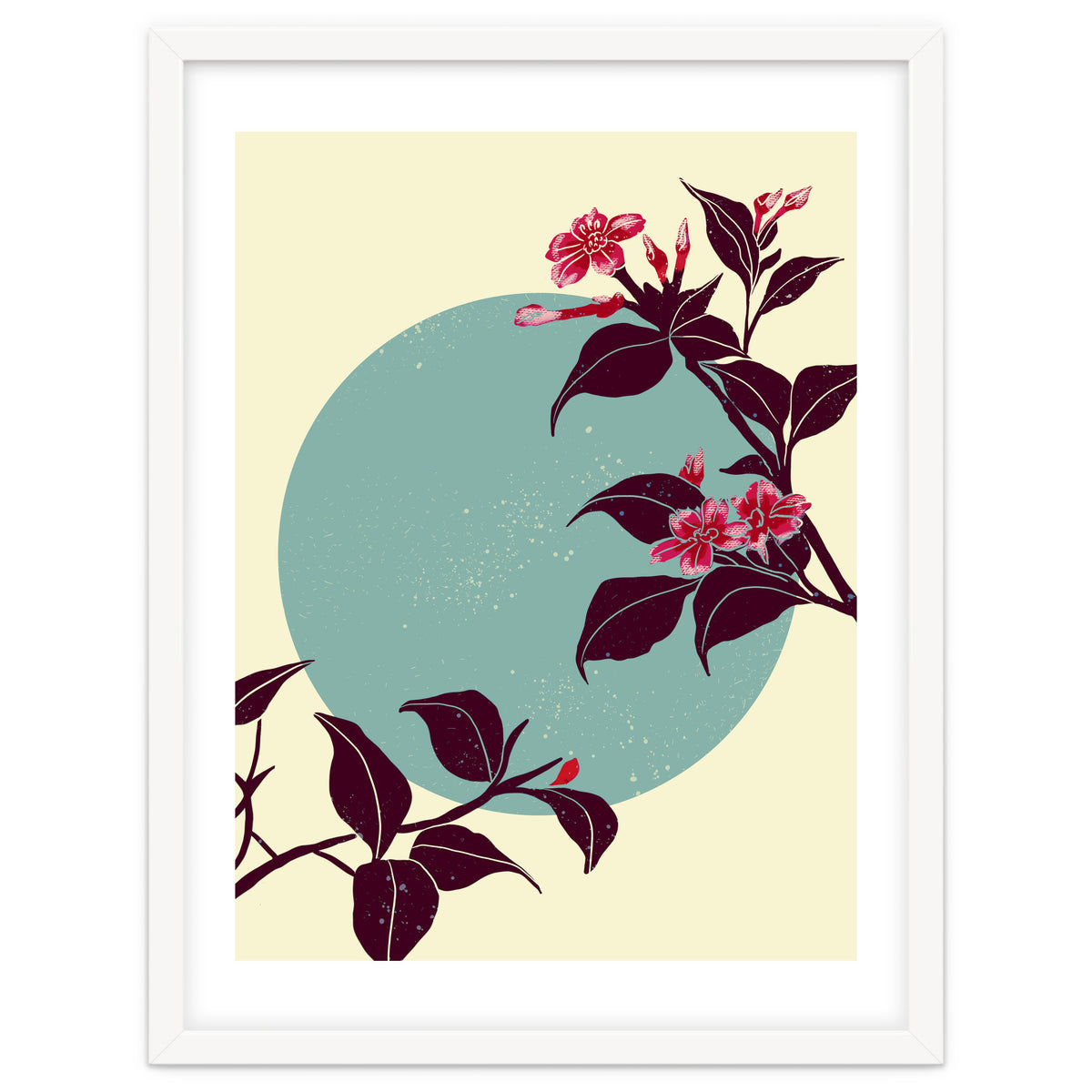 Pink flowers on a blue moon