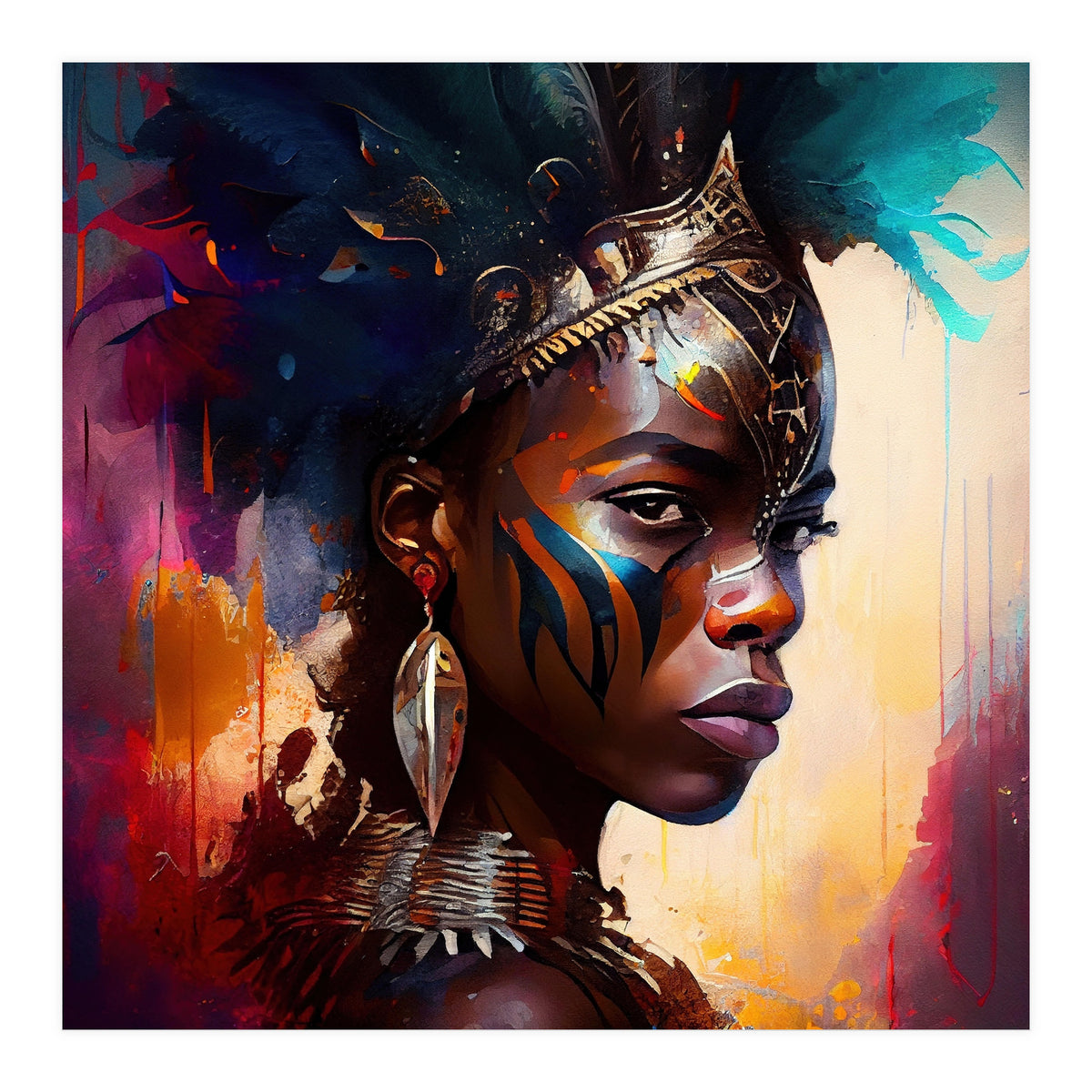 Powerful African Warrior Woman #4 (Print Only)