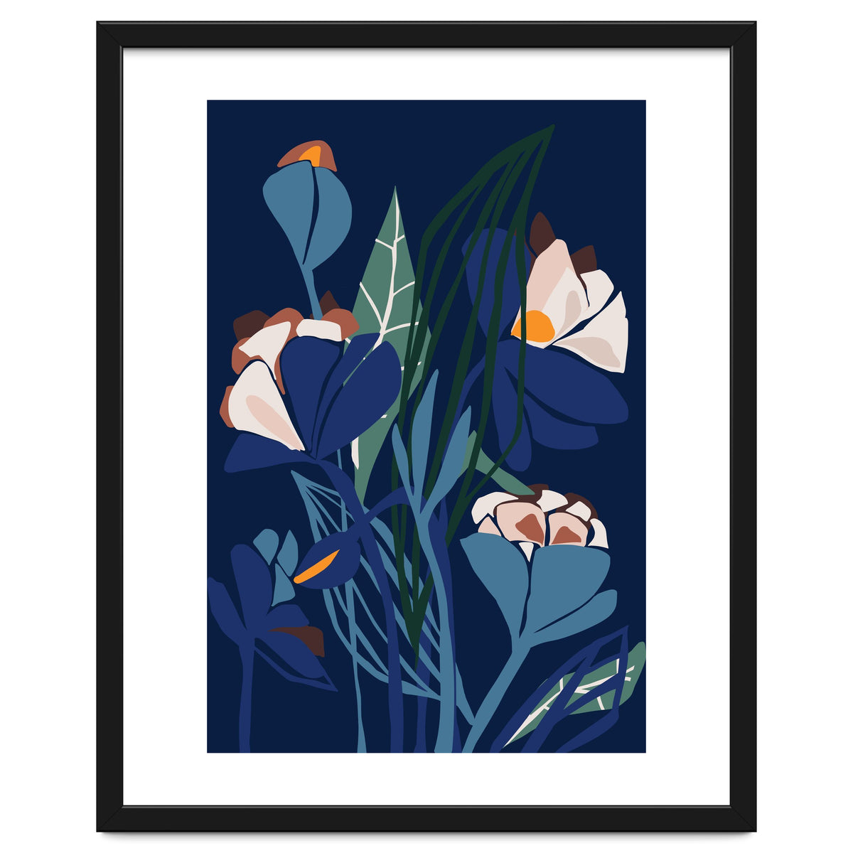 Florals At Night – Modern Illustration