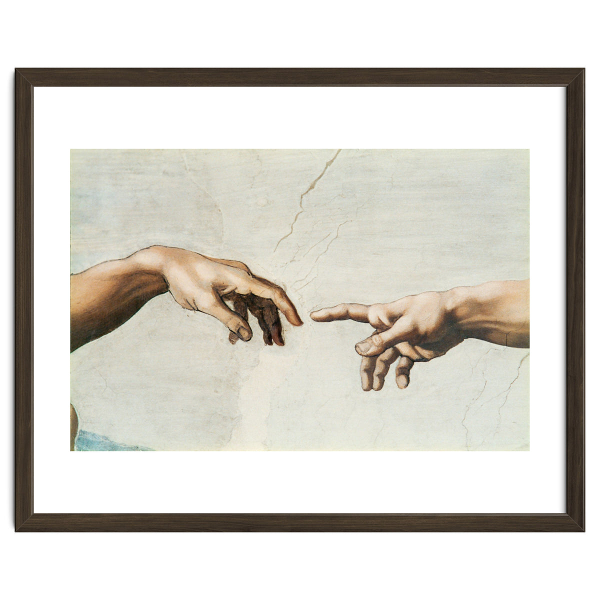 The Sistine Chapel; ceiling frescos after restoration. The creation of Adam.