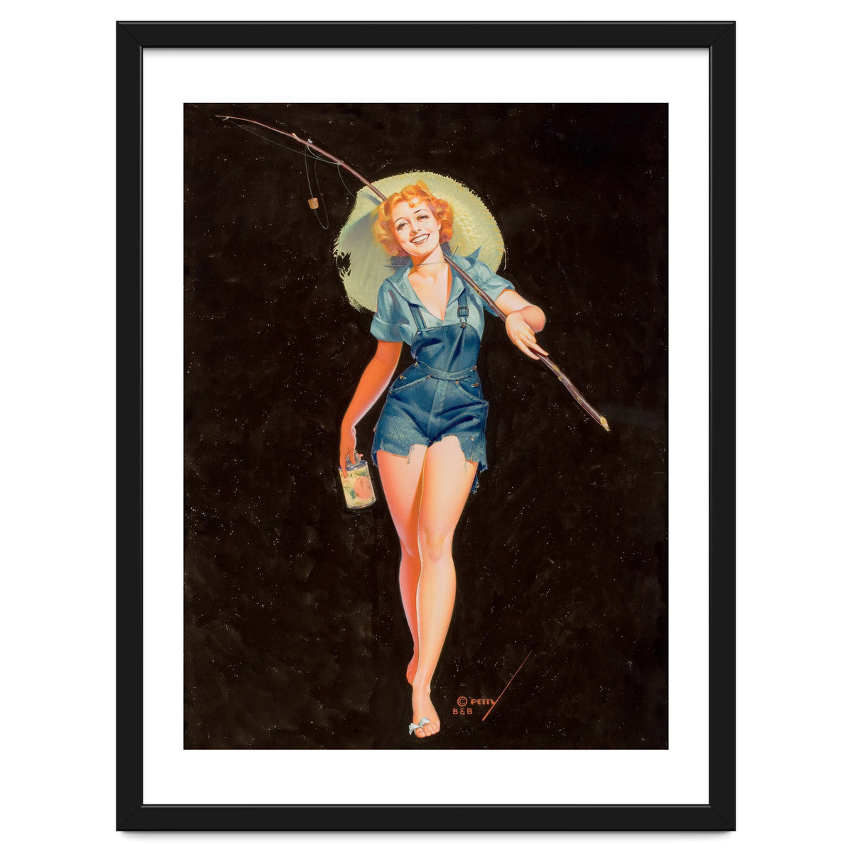 Happy Pinup Girl With A Fishing Stick