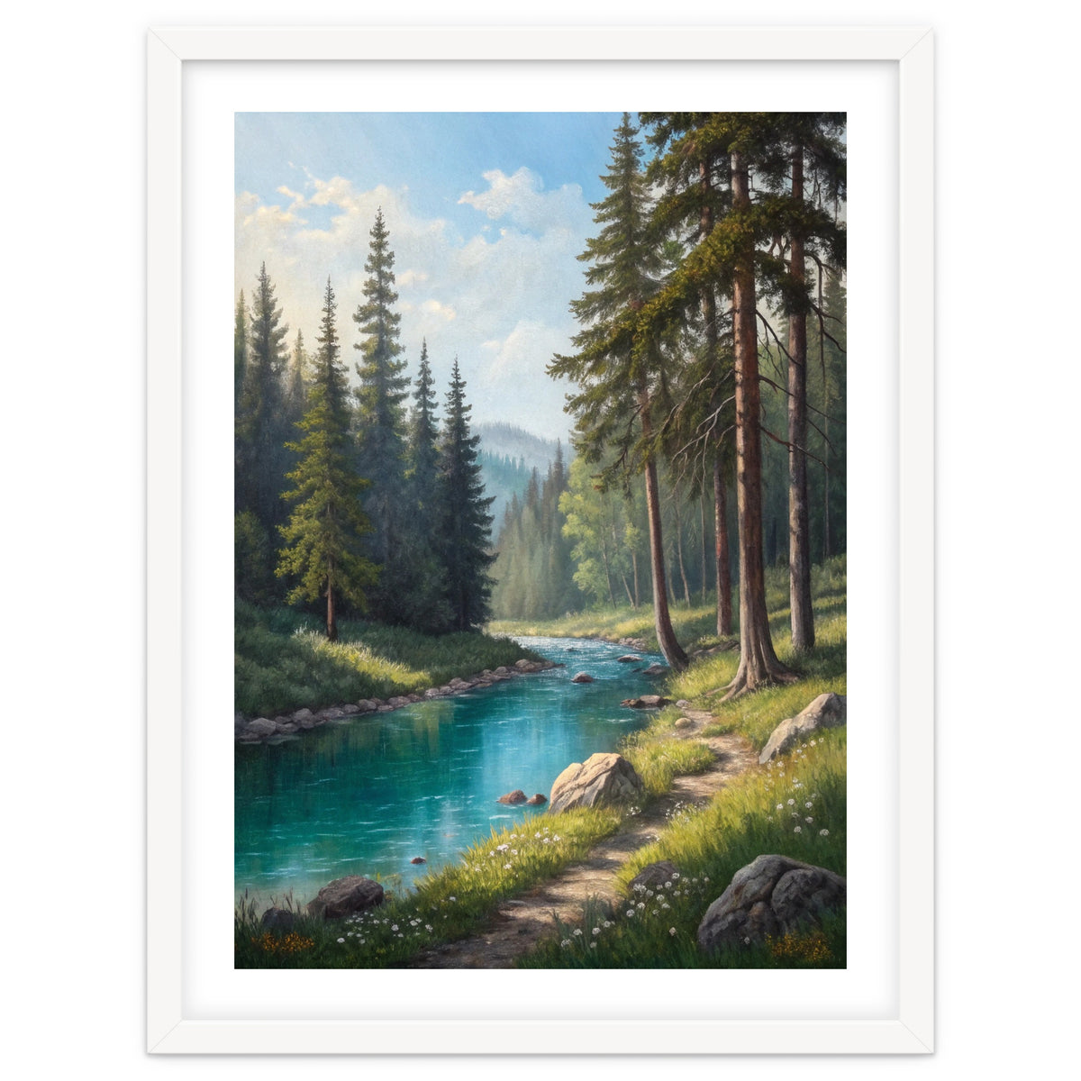Serene Alpine Forest River Landscape