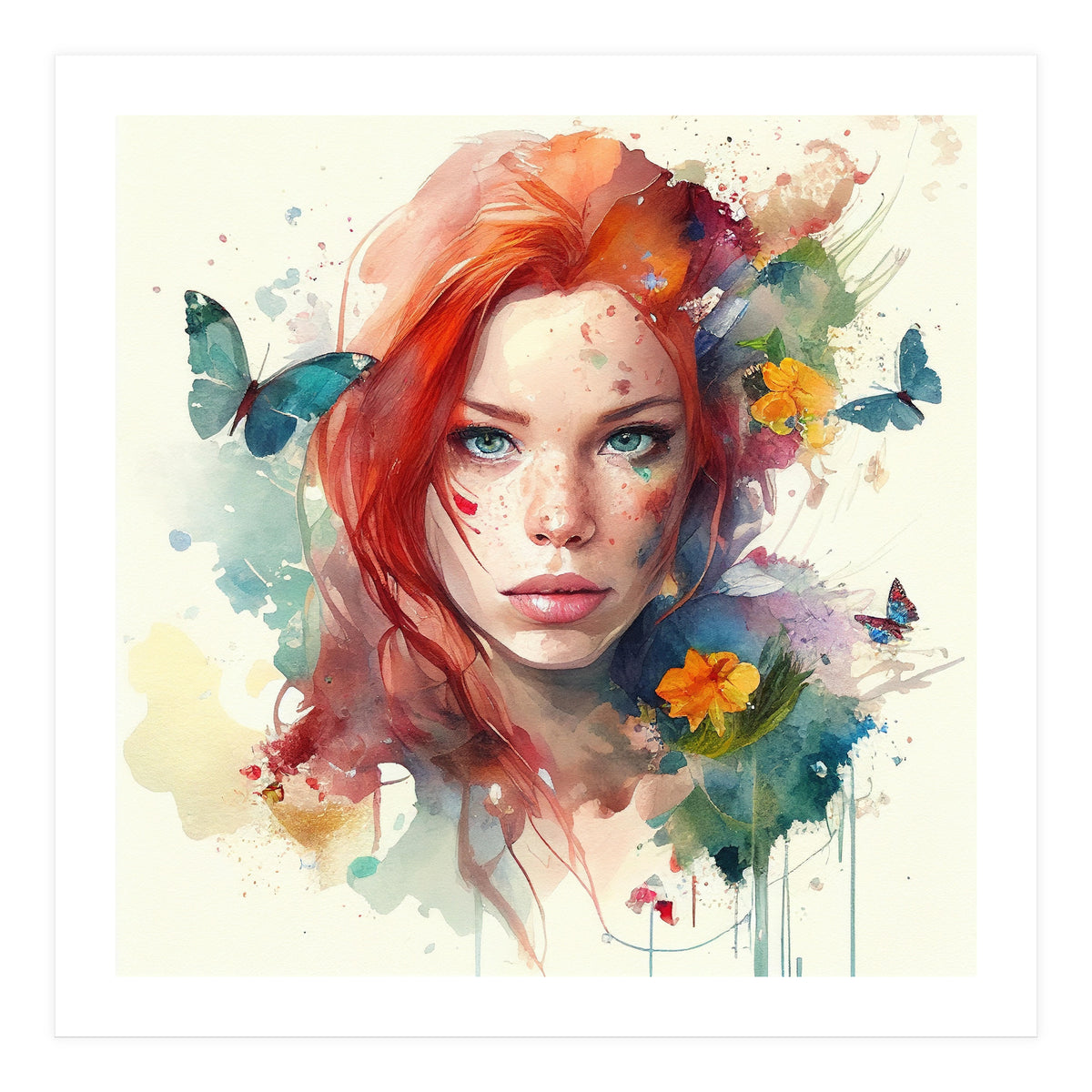 Red Hair Butterfly Light (Print Only)