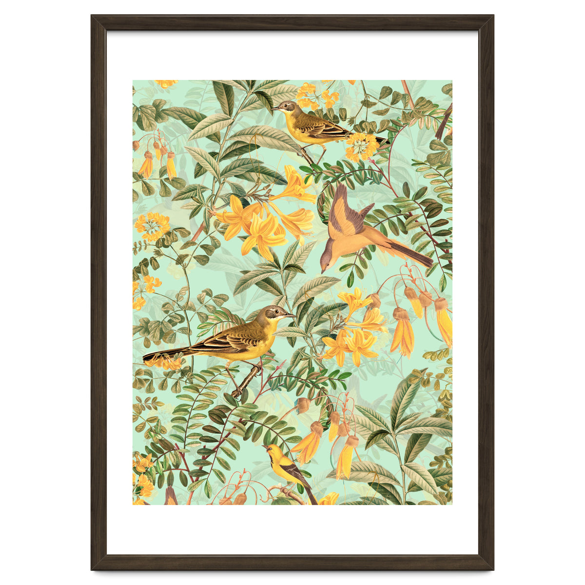 Yellow Birds in Tropical Jungle Paradise