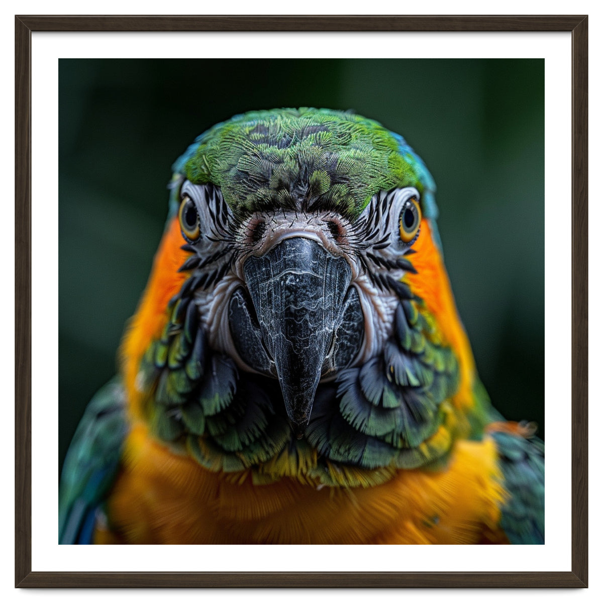 Blue And Gold Macaw Face Focused Portrait