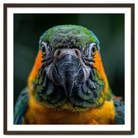 Blue And Gold Macaw Face Focused Portrait