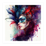 Turquoise Feathered Carnival Mask Portrait (Print Only) thumbnail