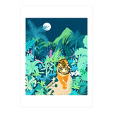 Tiger Walk, Bohemian Jungle Maximalist Nature, Botanical Forest Plants Moon Wild Animals (Print Only) thumbnail