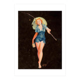 Happy Pinup Girl With A Fishing Stick (Print Only) thumbnail