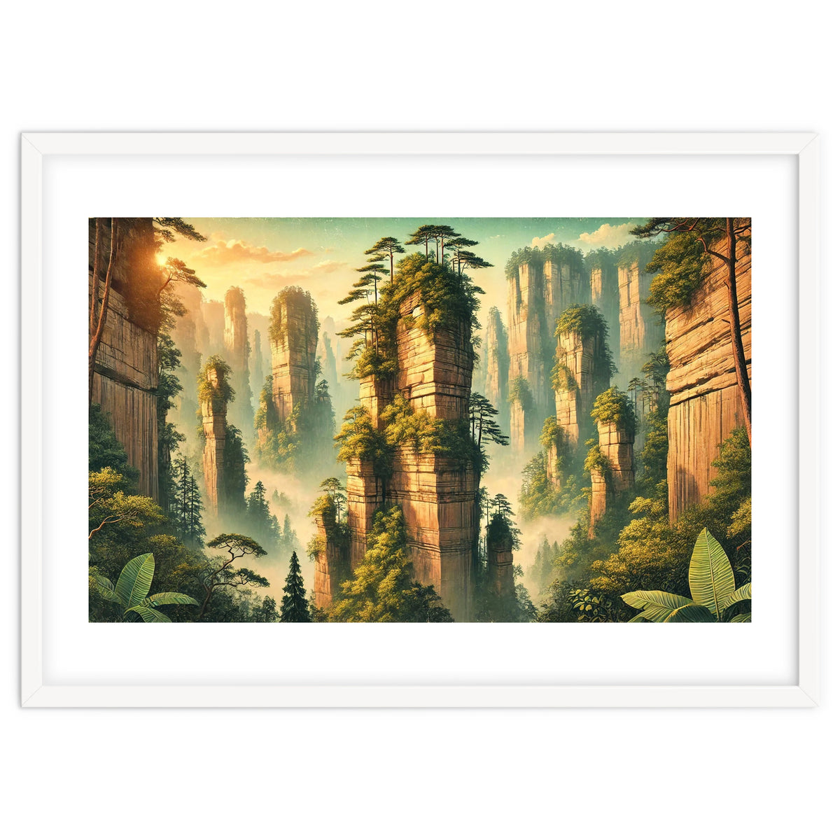 Vintage China, Zhangjiajie Stone Pillars Poster