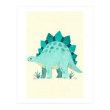 Teal Stegosaurus Watercolor Art, Cute Dinosaur Nursery Print, Whimsical Dino Illustration (Print Only) thumbnail