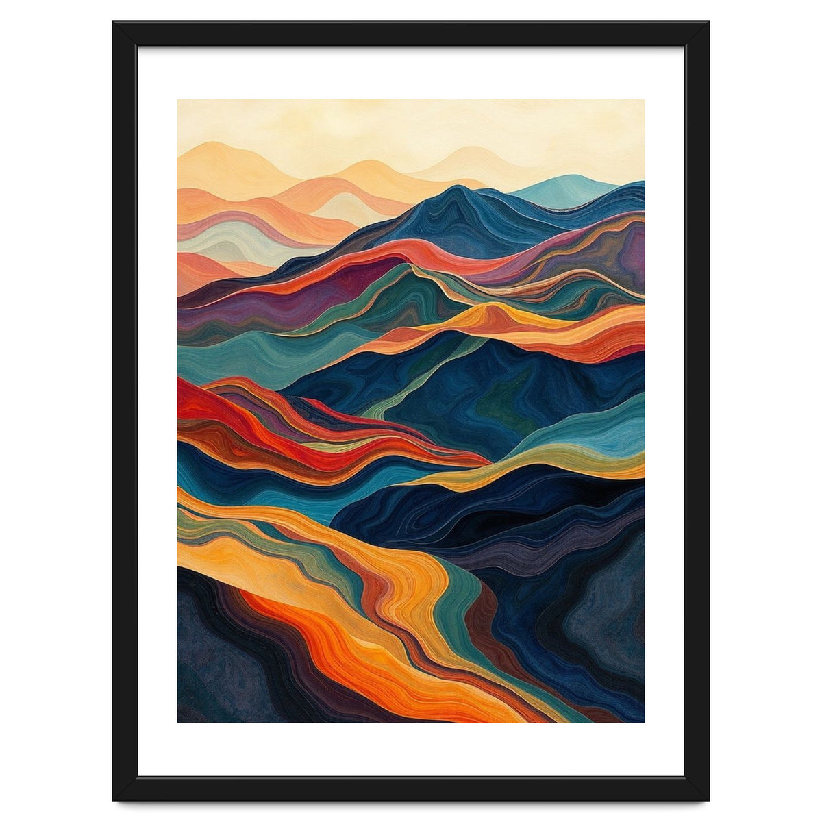 Abstract Mountain Landscape Art with Fluid Textures