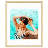 Simulacrum | Modern Bohemian Woman Swim | Summer Swimming Pool Fashion Watercolor Painting thumbnail