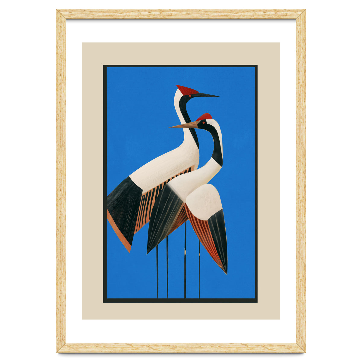 Stillness In Motion Abstract Cranes In Blue