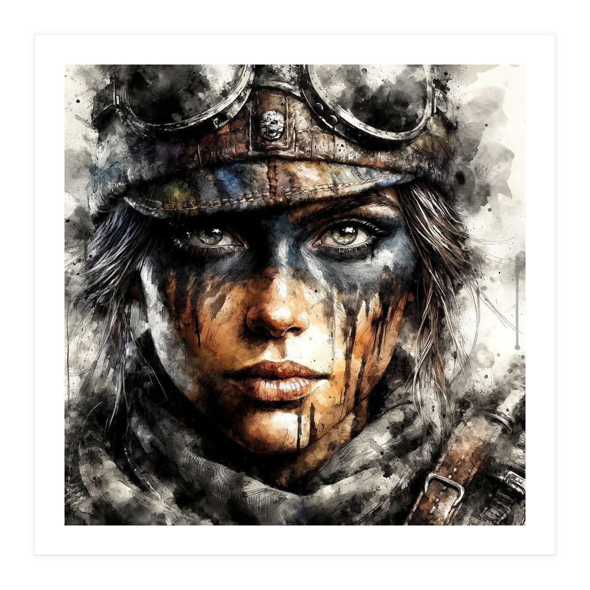 Warrior Woman With Aviator Goggles (Print Only)