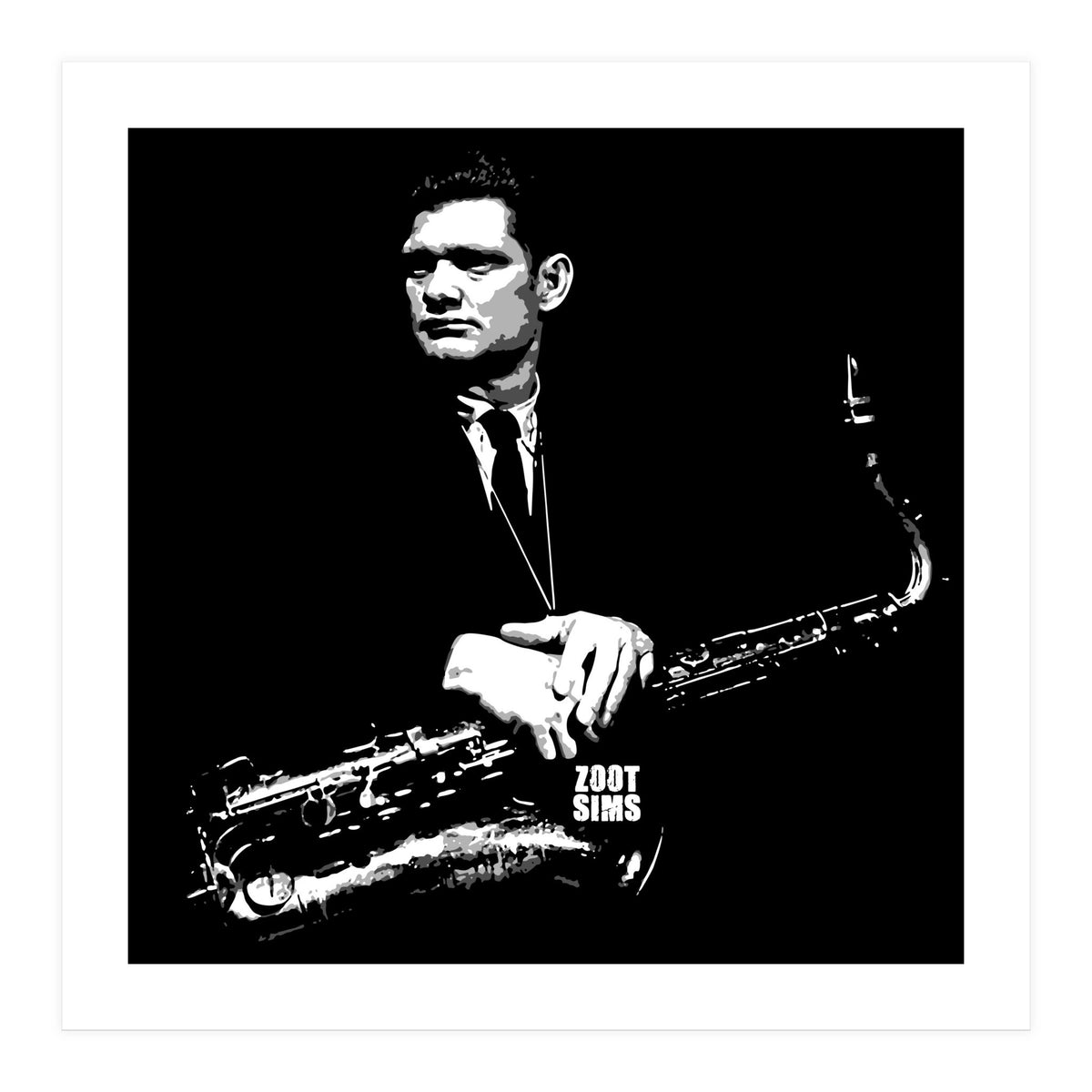 Zoot Sims American Jazz Saxophonist in Grayscale (Print Only)