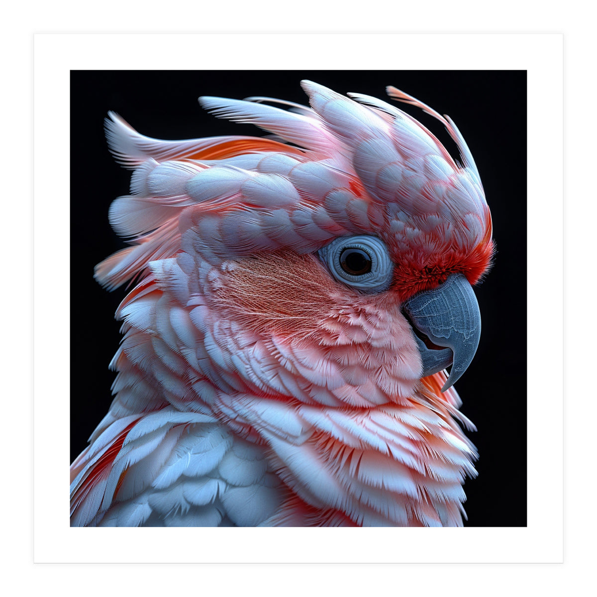 Pink Cockatoo Parrot Close Up Portrait Feather  (Print Only)