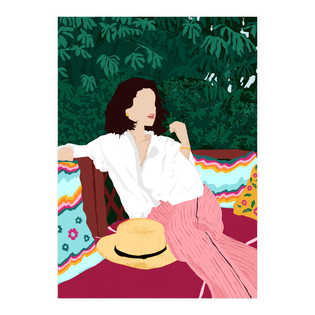 Bohemian Soul, Modern Boho Woman Decor Self Love, Self Care Portrait Fashion Patio Style Garden (Print Only)