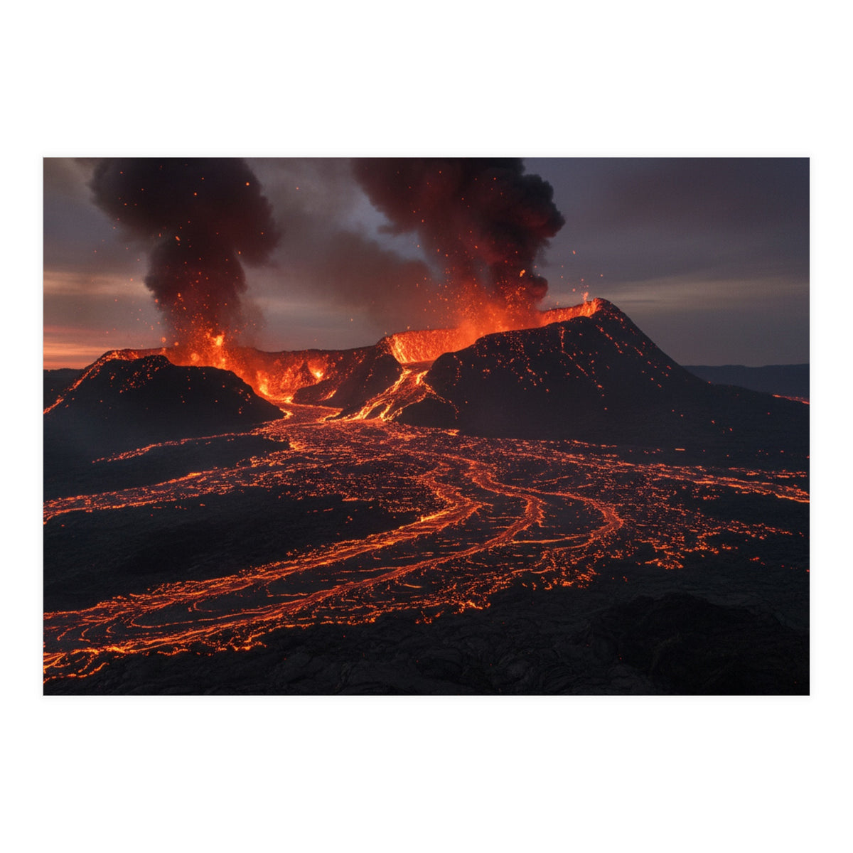 Volcanic Fury: Erupting Mountain Landscape (Print Only)