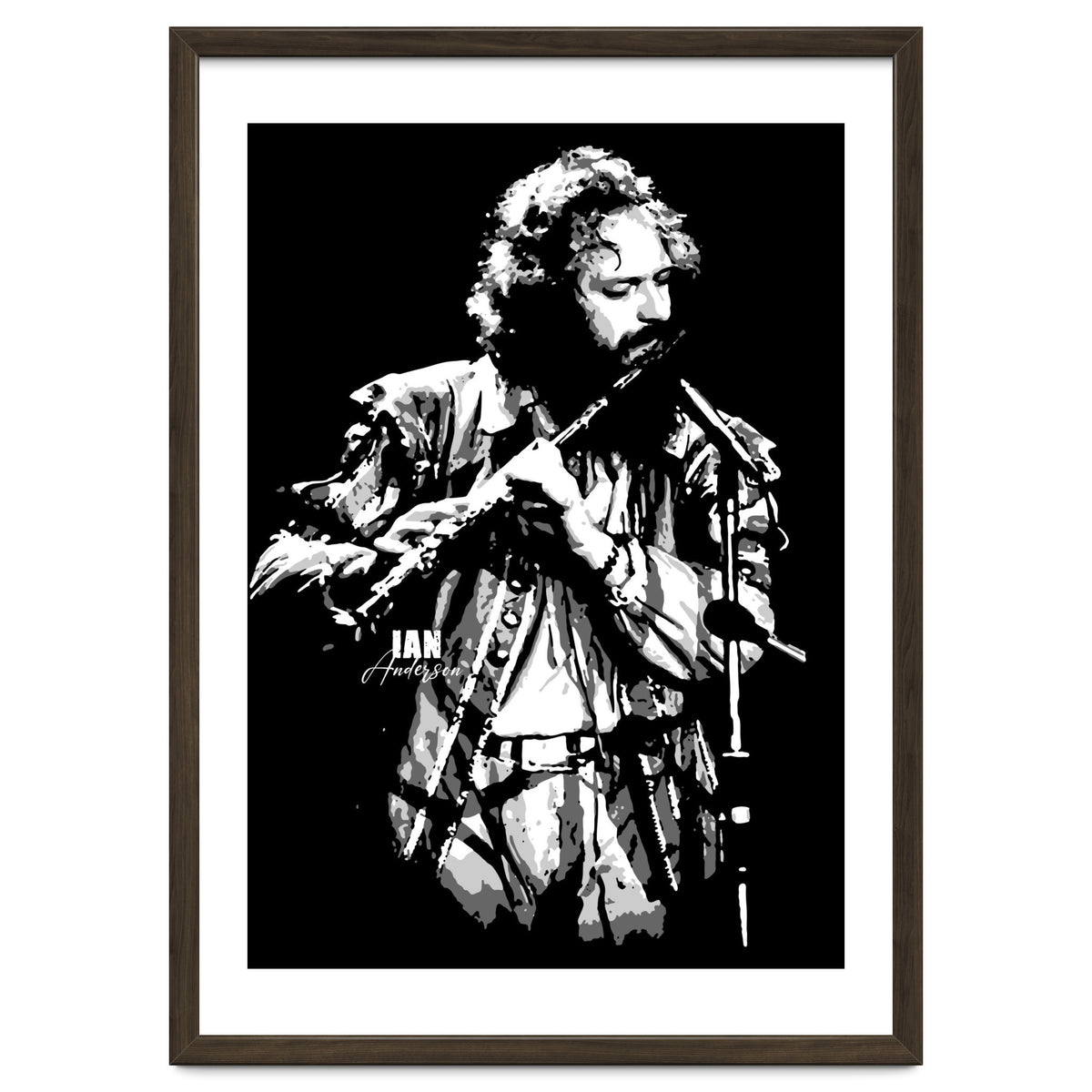 Ian Anderson Rock Music Legend in Grayscale 2